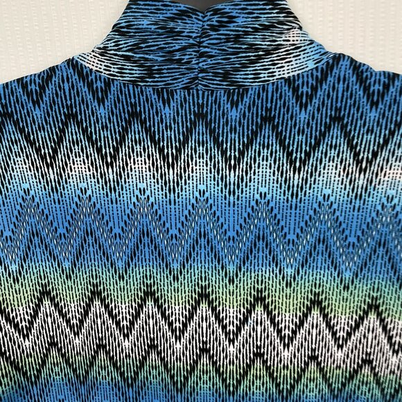 Per Seption Concept Tunic Top Women 1X Black White Red Chevron 3/4 Sleeve Blouse - Picture 8 of 16